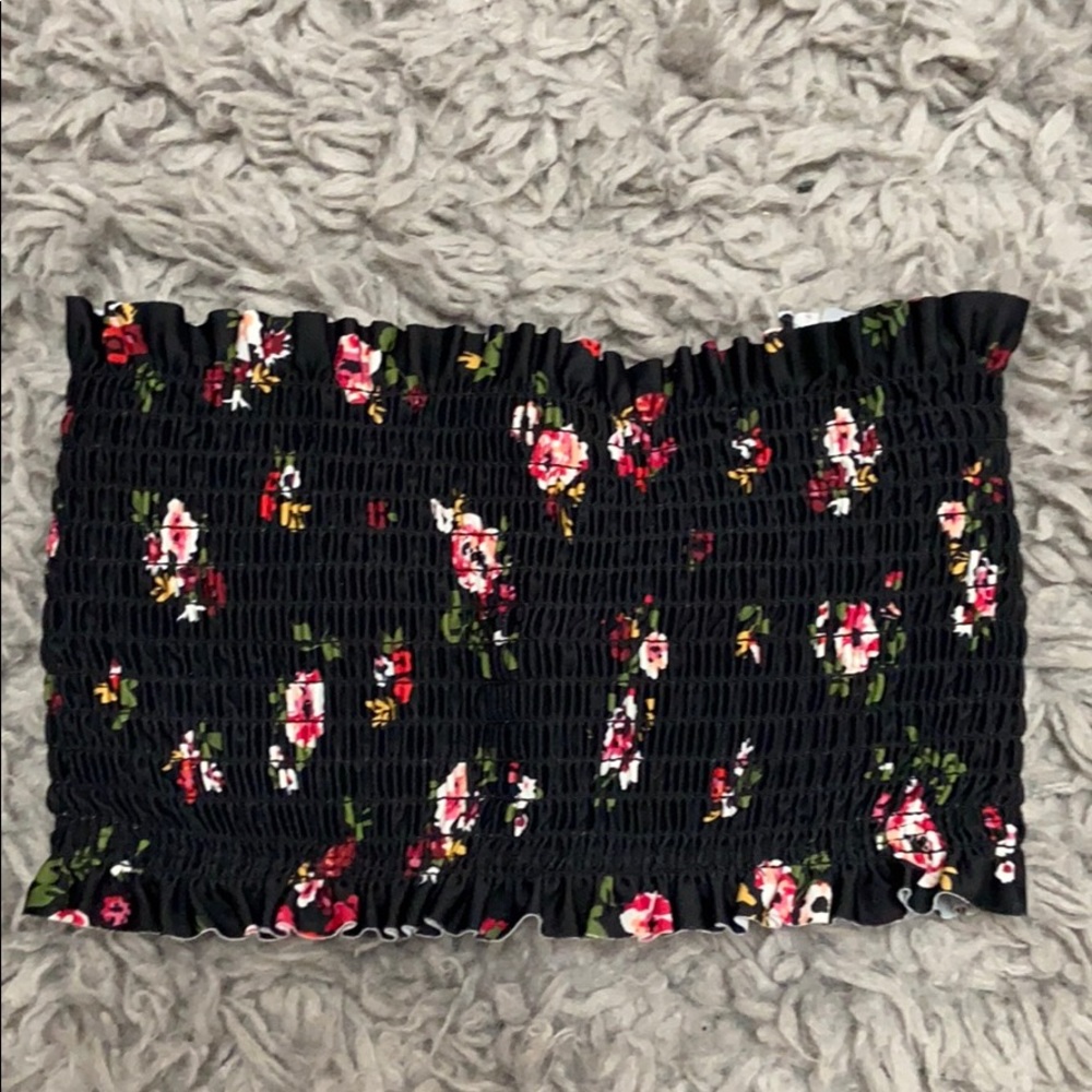 STRAPLESS FLORAL BIKINI TOP